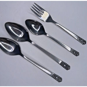 WM Dalton Marquesa Scroll Stainless Flatware Replacement 4 Pc Spoon Fork